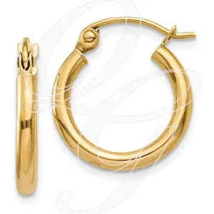 10k Polished 2mm Round Hoop Earrings
