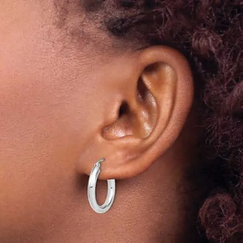 10kt White Gold Polished Hinged Hoop Earrings
