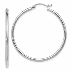 10kt White Gold Polished Hinged Hoop Earrings