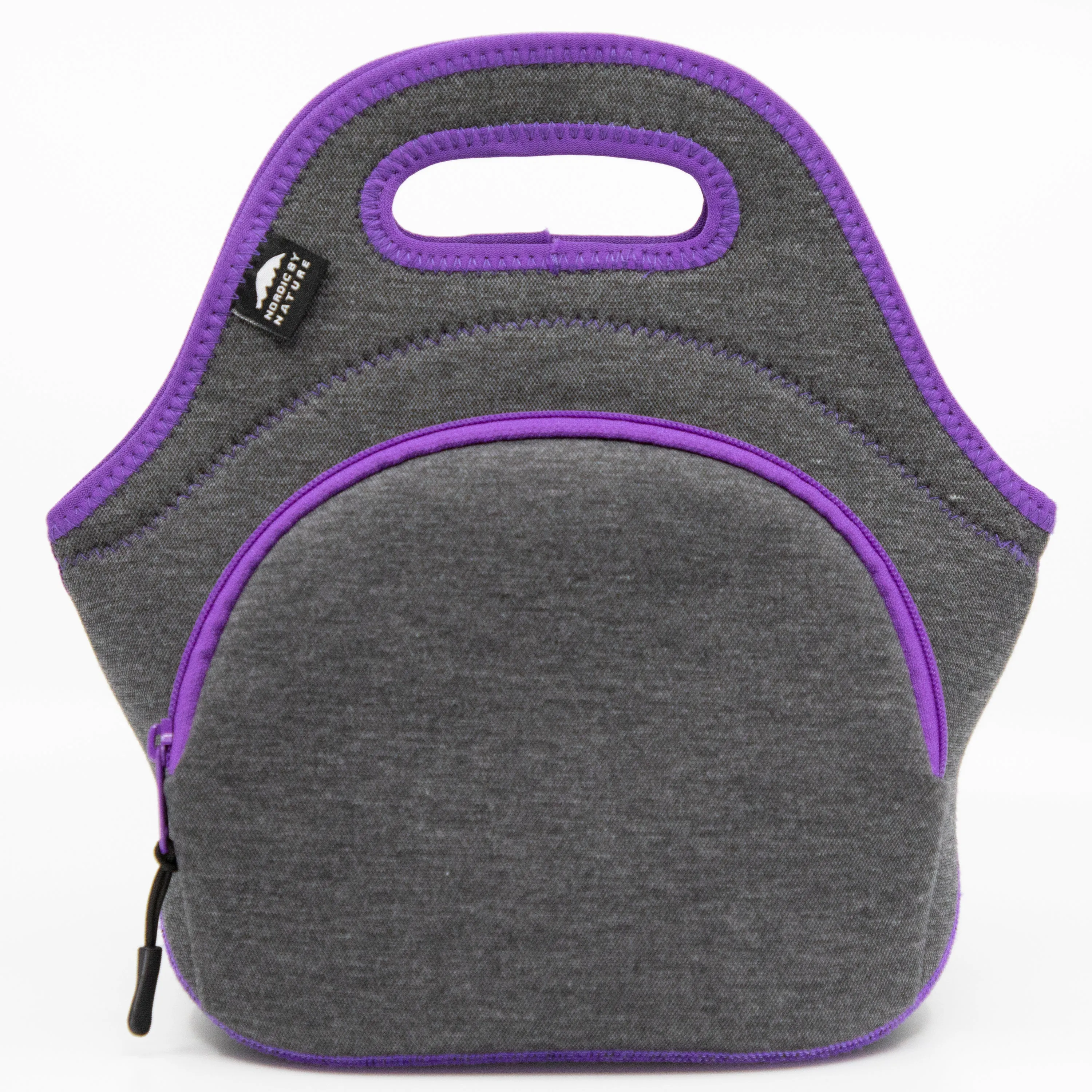 12" Cotton Lunch Bag Grey/Purple