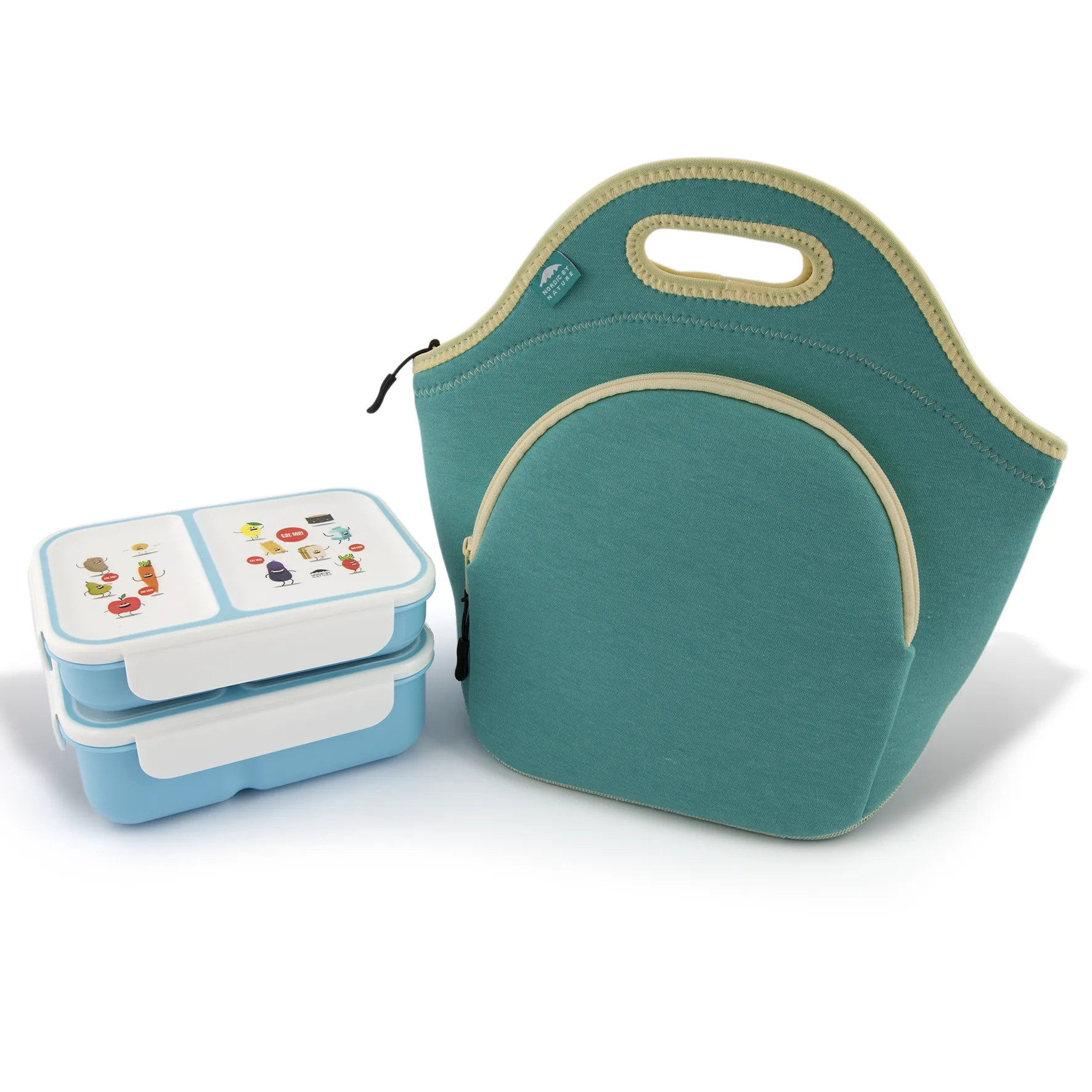 13.5" Cotton Lunch Bag Lagoon/Yellow
