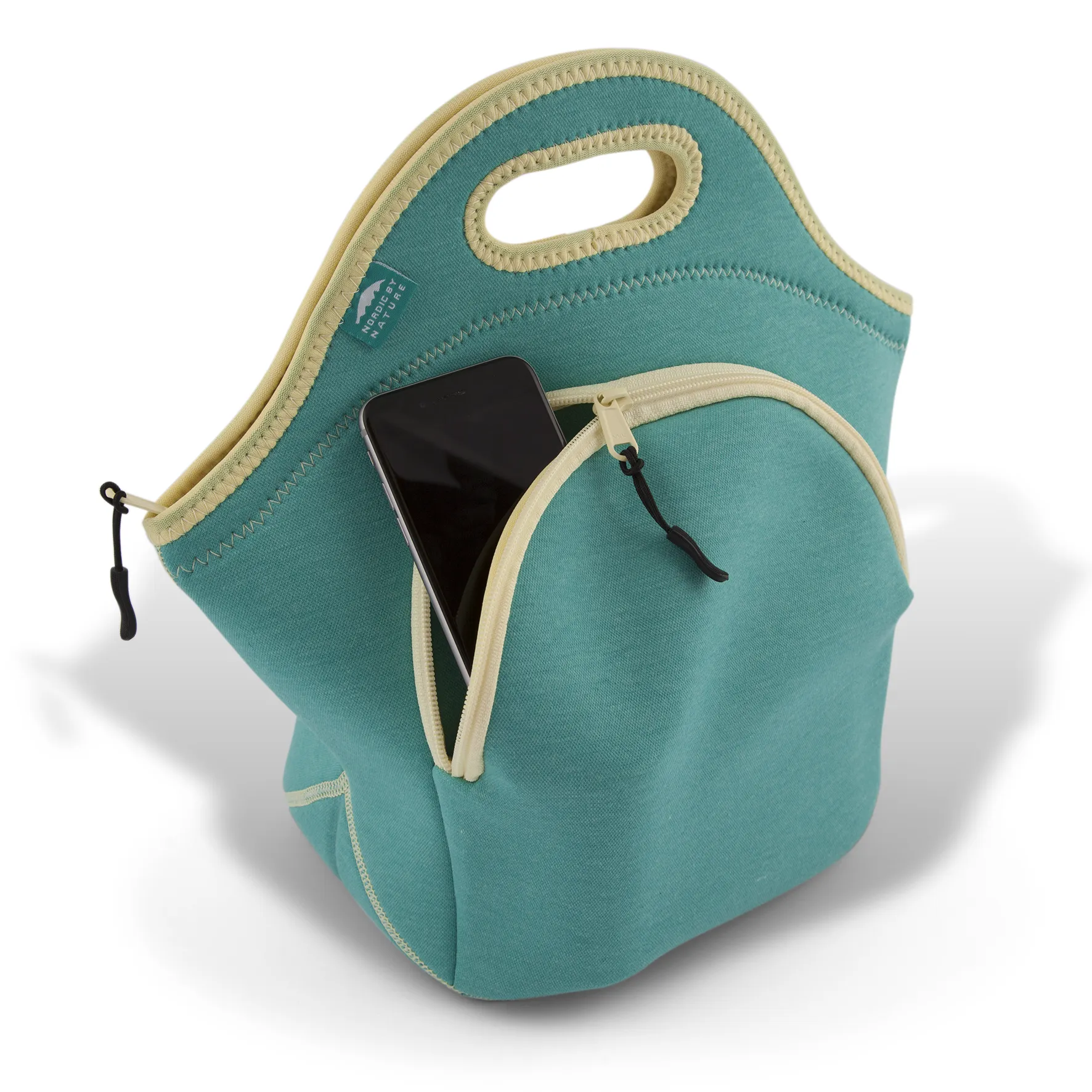 13.5" Cotton Lunch Bag Lagoon/Yellow