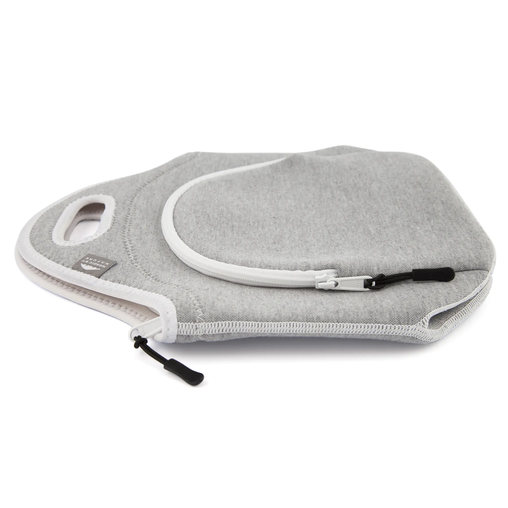 13.5" Cotton Lunch Bag White/Gray