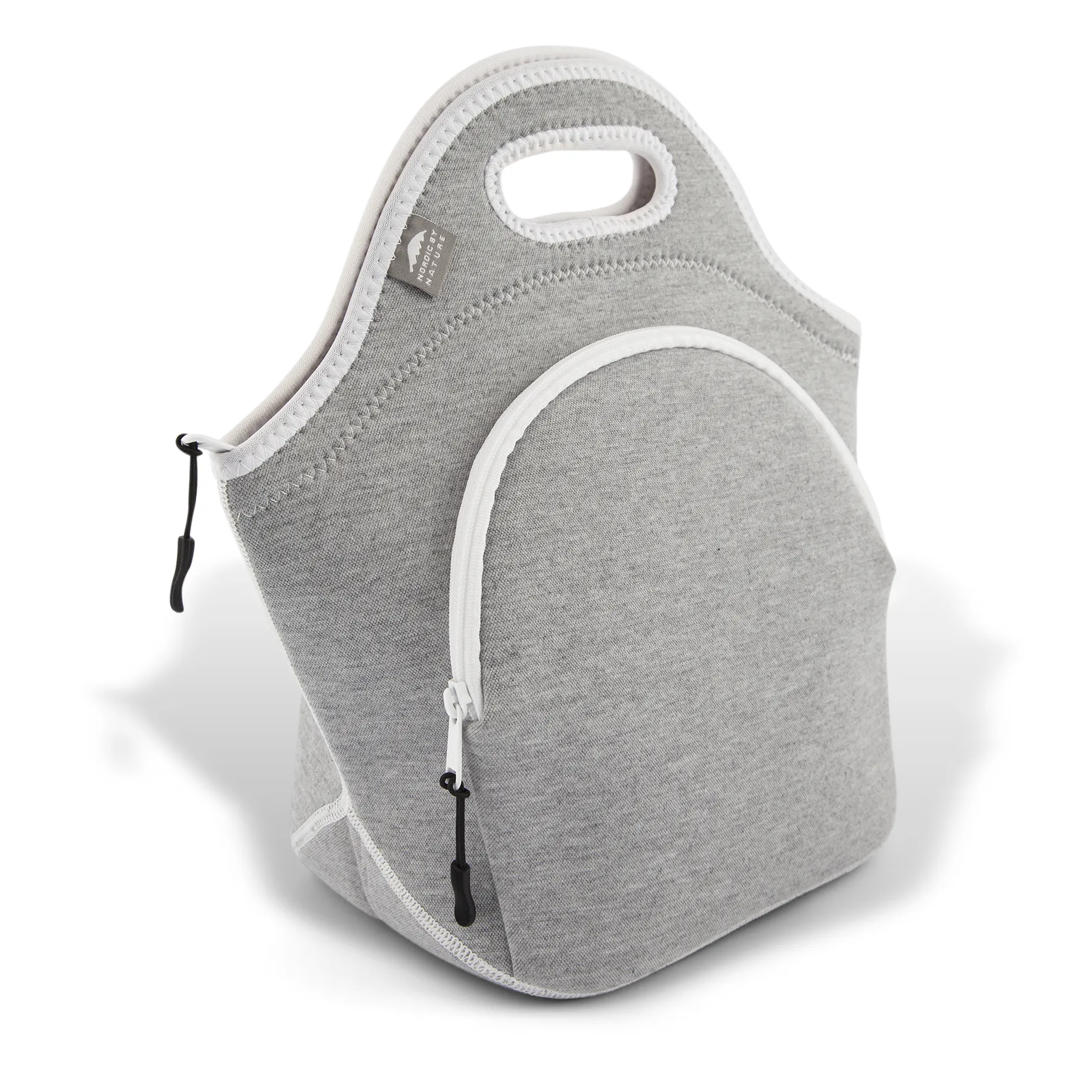 13.5" Cotton Lunch Bag White/Gray