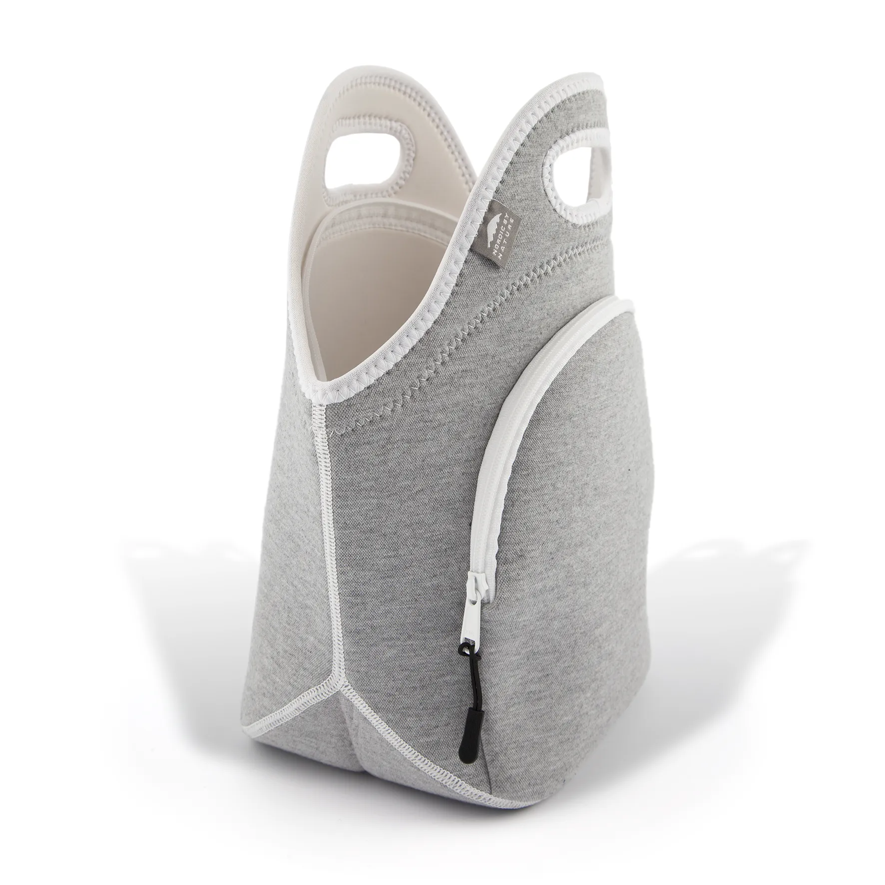 13.5" Cotton Lunch Bag White/Gray