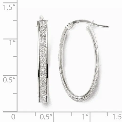 14 Karat White Gold Polished Glimmer Hoop Earrings