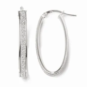 14 Karat White Gold Polished Glimmer Hoop Earrings