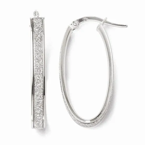14 Karat White Gold Polished Glimmer Hoop Earrings