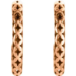14K Rose 19.5x2.7 mm Pierced Style J-Hoop Earrings