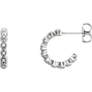 14K White 1/10 CTW Diamond J-Hoop Earring