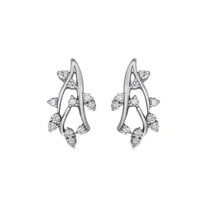 14K White Gold 0.50 Carat Diamond Leaf Cluster Earrings