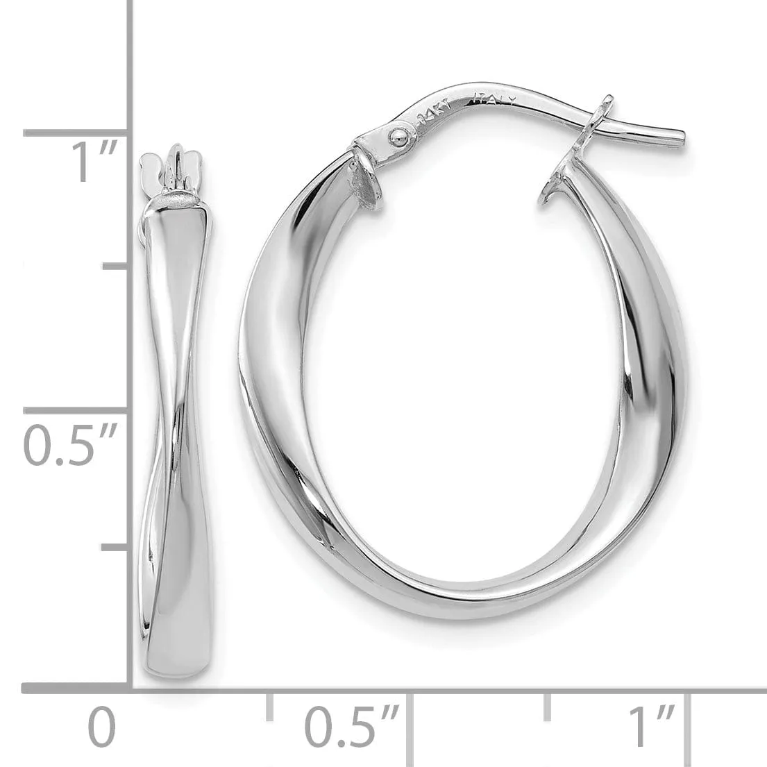 14k White Gold Polished Hoop Earrings