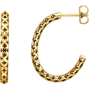 14K Yellow 24.5x2.7 mm Pierced Style J-Hoop Earrings