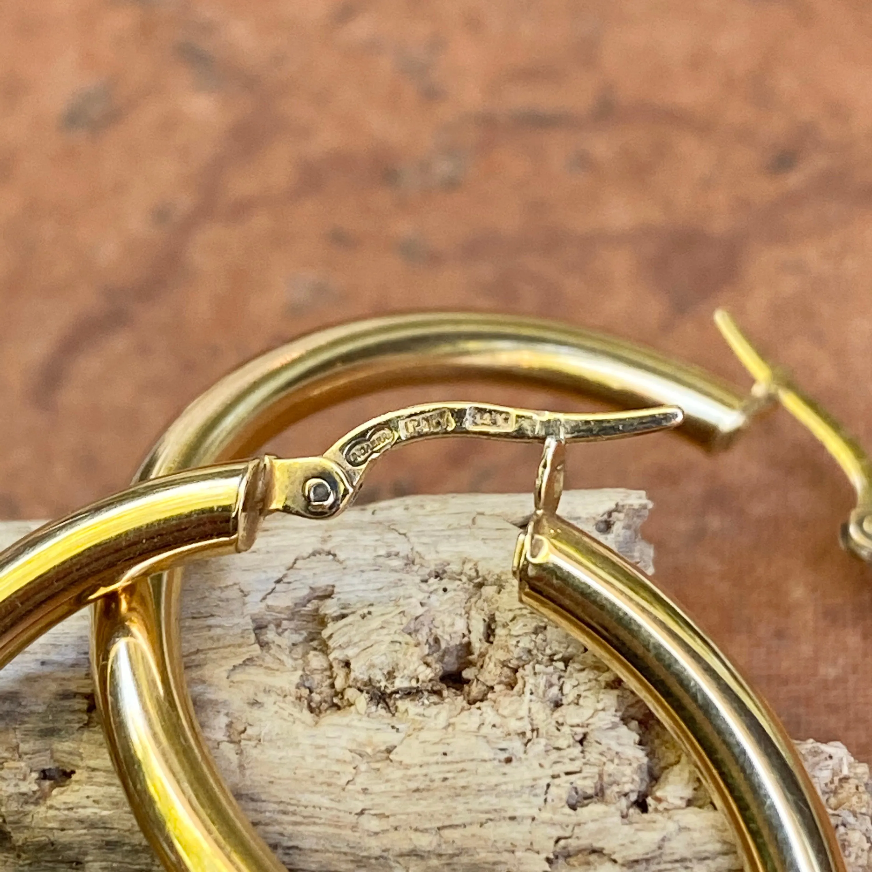 14KT Yellow Gold Polished 3mm Tube Hoop Earrings 35mm