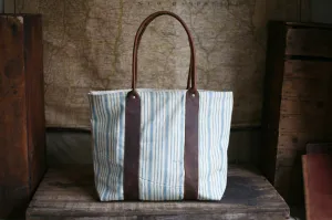 1930's era Ticking Fabric Carryall - SOLD