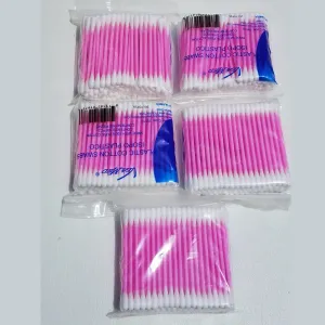 19510 Cotton Swabs Double Q Tip 3” - Plastic - White - Pink - Yellow - Blue Colors (500)