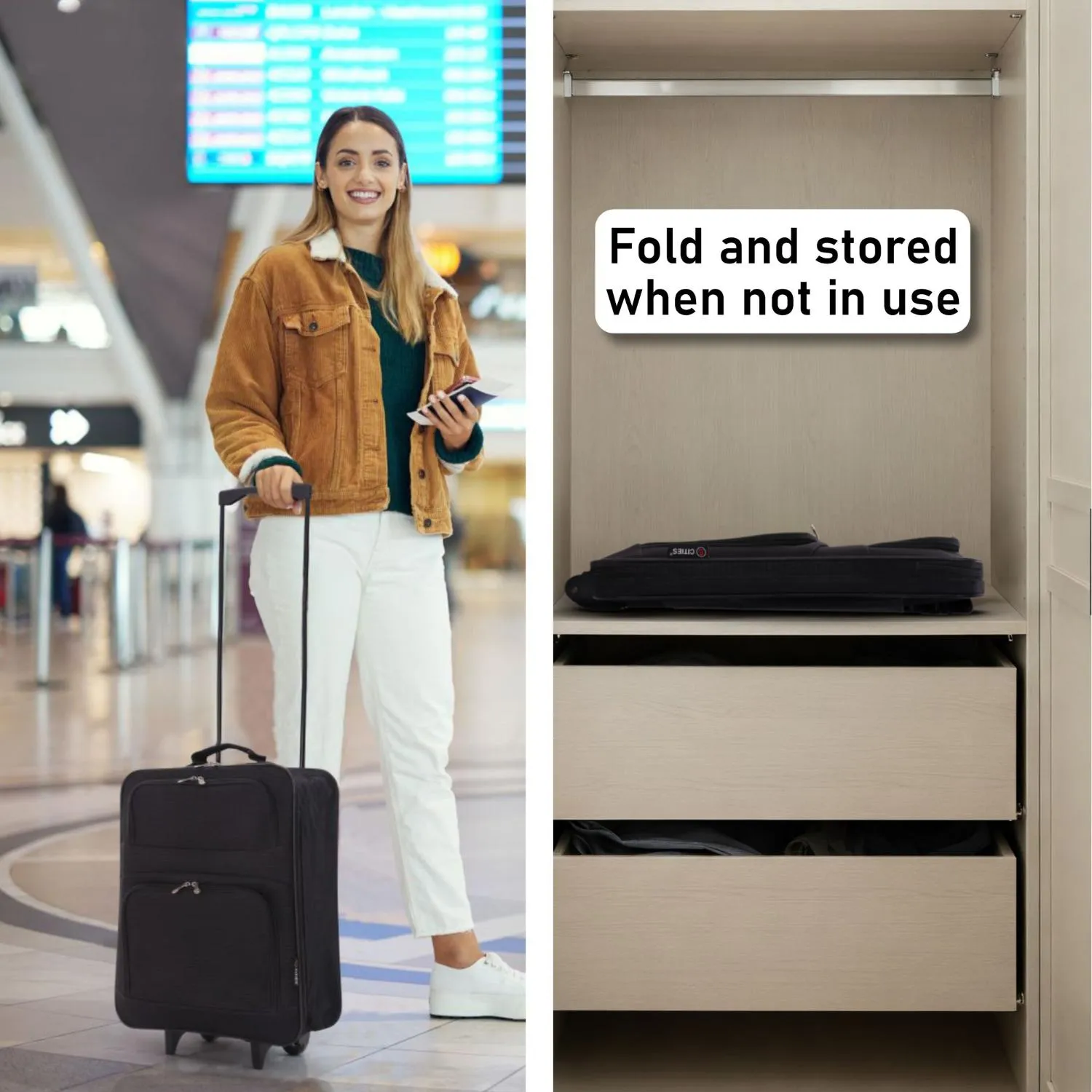 5 Cities (55x40x20cm) Lightweight Folding Cabin Hand Luggage (x2 Set)