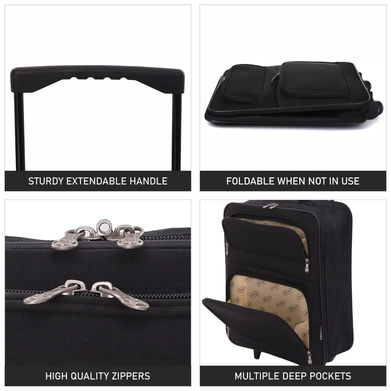 5 Cities (55x40x20cm) Lightweight Folding Cabin Hand Luggage (x2 Set)