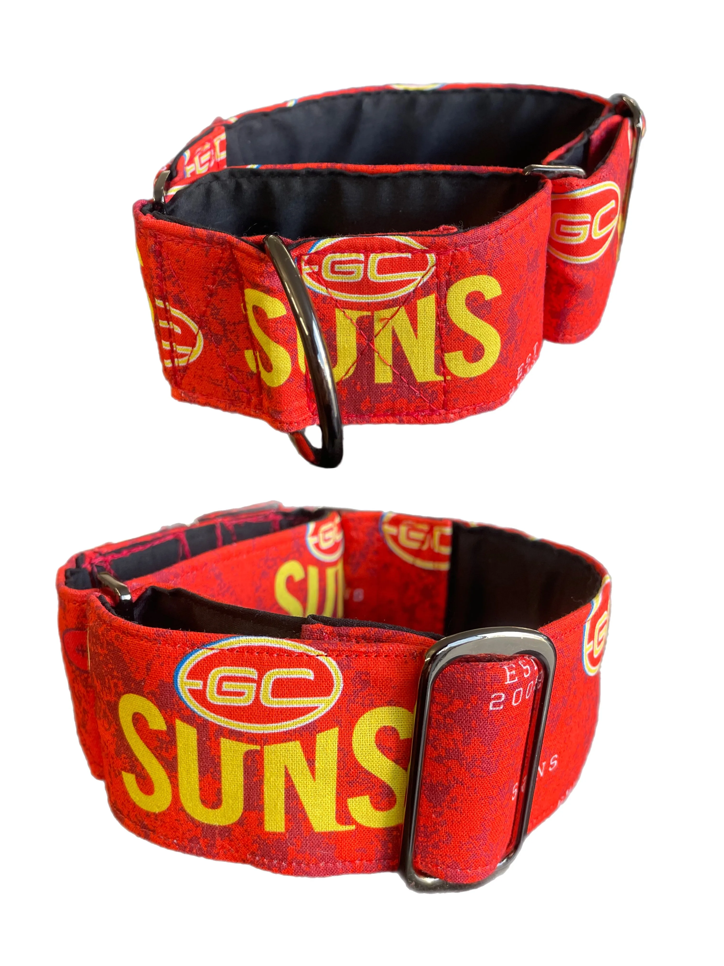AFL inspired greyhound martingale 5cms wide collar cotton covered super soft