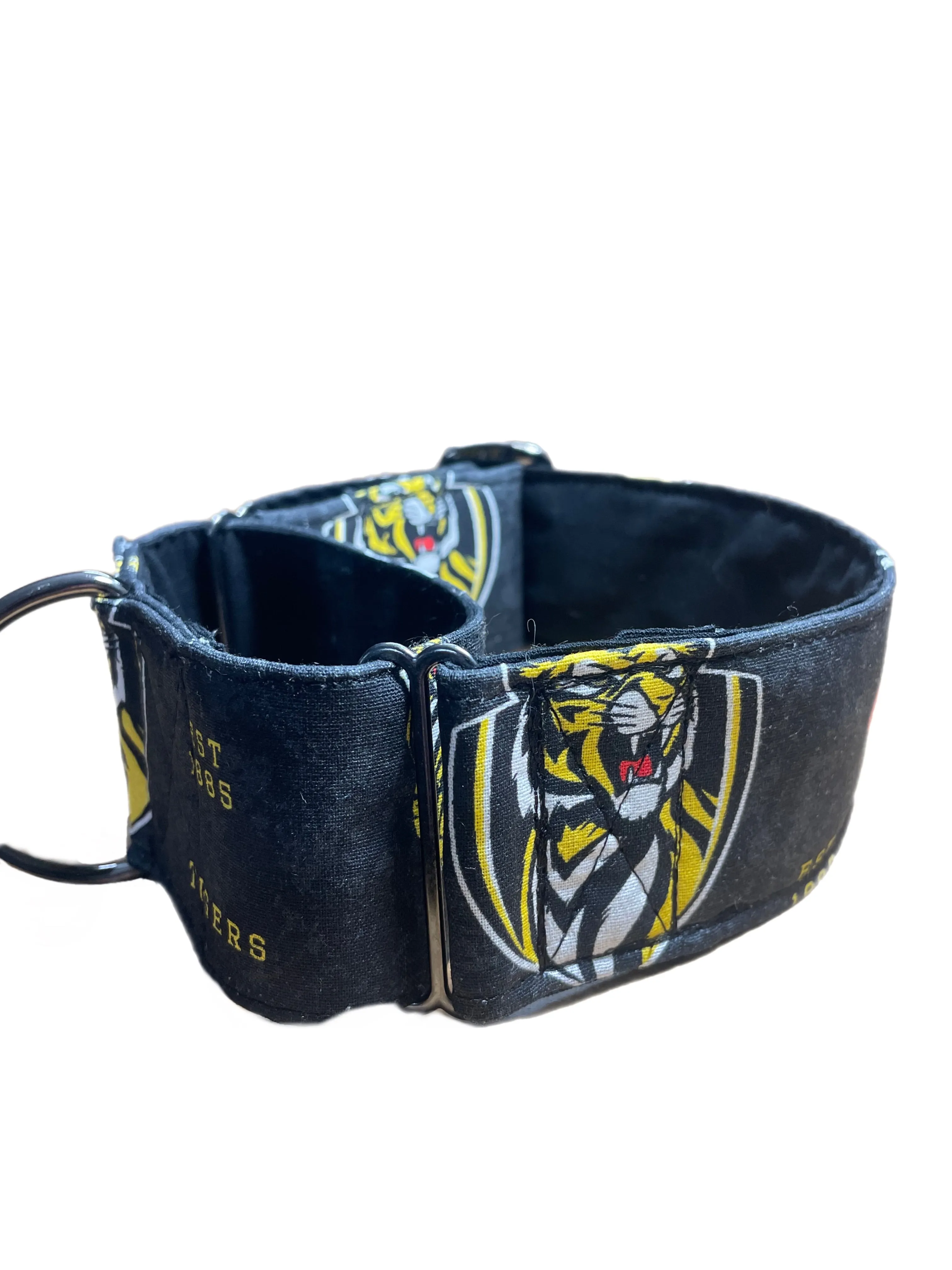 AFL inspired greyhound martingale 5cms wide collar cotton covered super soft