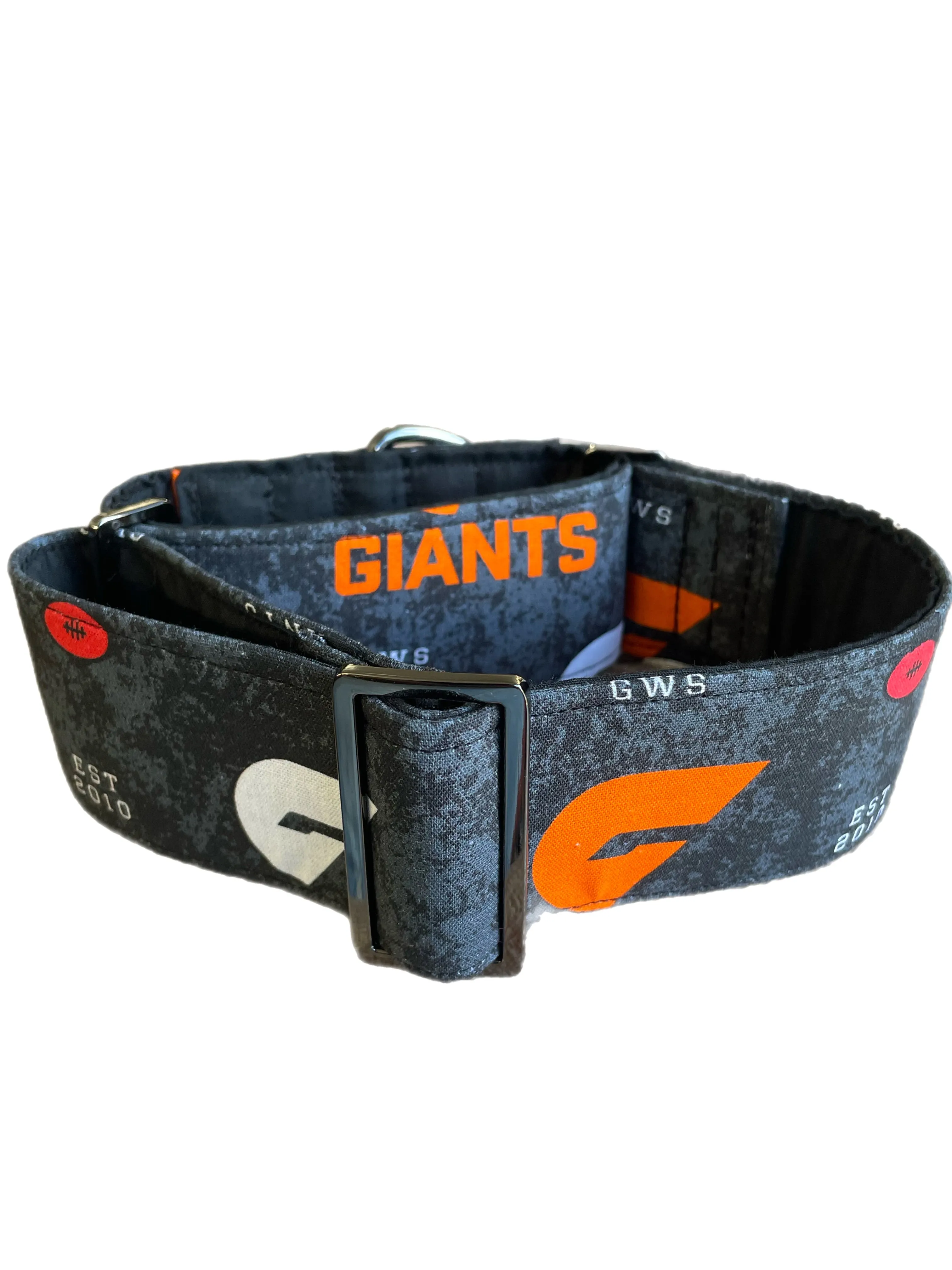 AFL inspired greyhound martingale 5cms wide collar cotton covered super soft