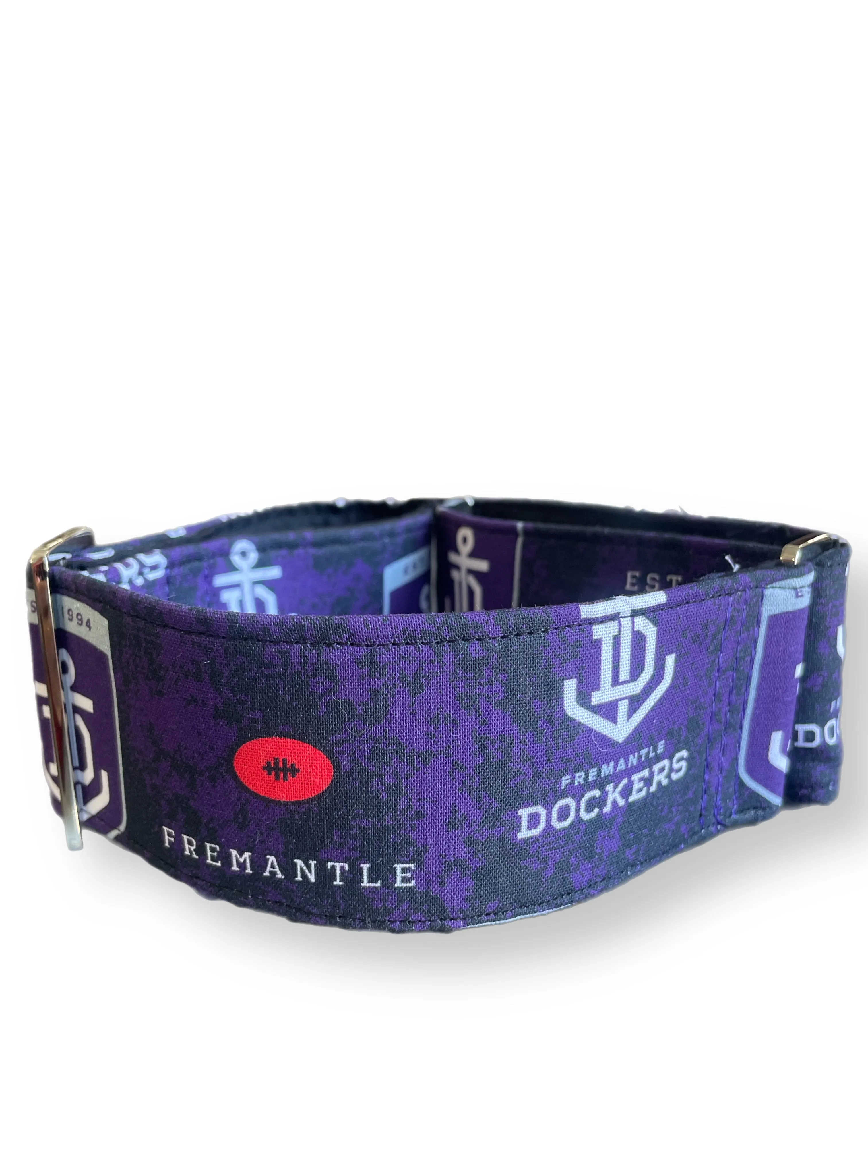 AFL inspired greyhound martingale 5cms wide collar cotton covered super soft