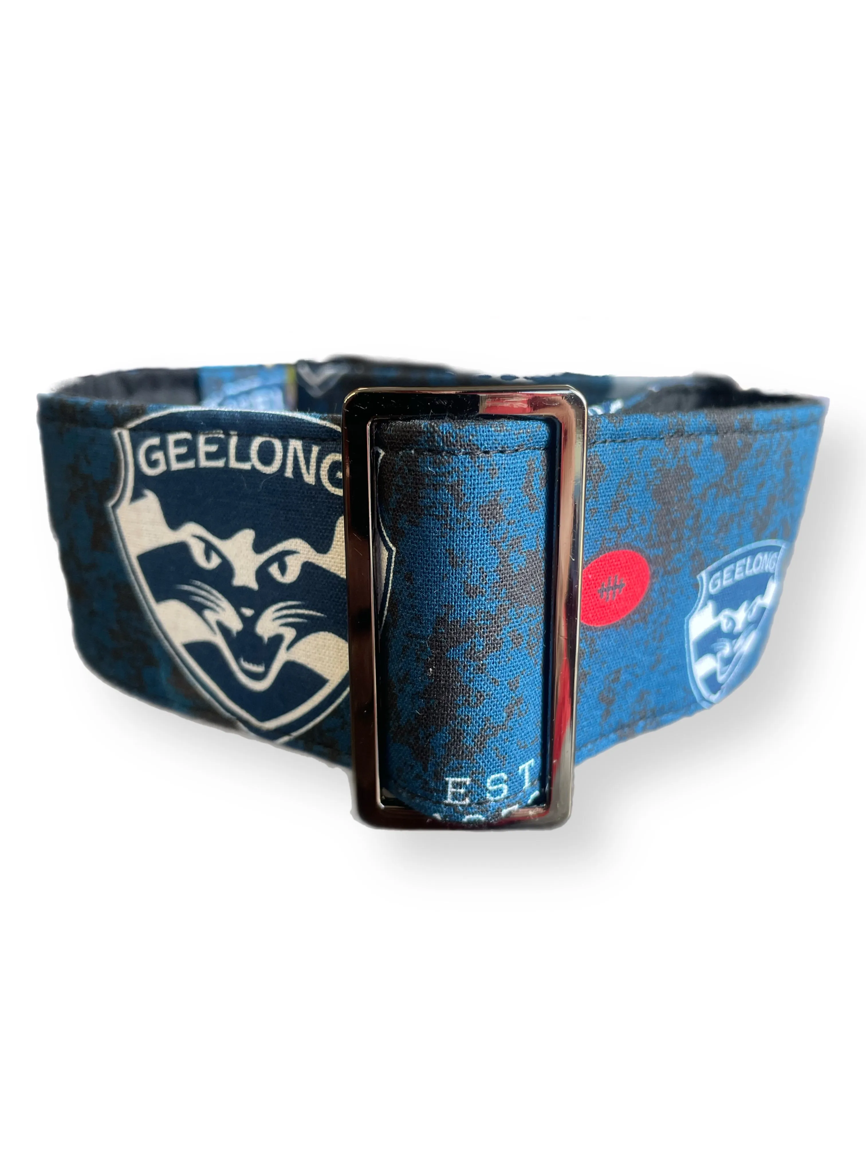 AFL inspired greyhound martingale 5cms wide collar cotton covered super soft