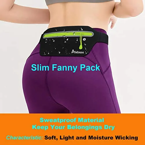AIKENDO Slim Running Belt Fanny Pack,Fitness Waist Pouch Bag Exercis Gym Waist Pack,Jogging Belt Runners for iPhone XS Max XR 8 7 plus Samsung Note,Workout Running Accessories Phone Holder for Running