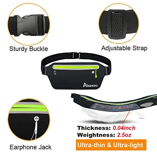 AIKENDO Slim Running Belt Fanny Pack,Fitness Waist Pouch Bag Exercis Gym Waist Pack,Jogging Belt Runners for iPhone XS Max XR 8 7 plus Samsung Note,Workout Running Accessories Phone Holder for Running