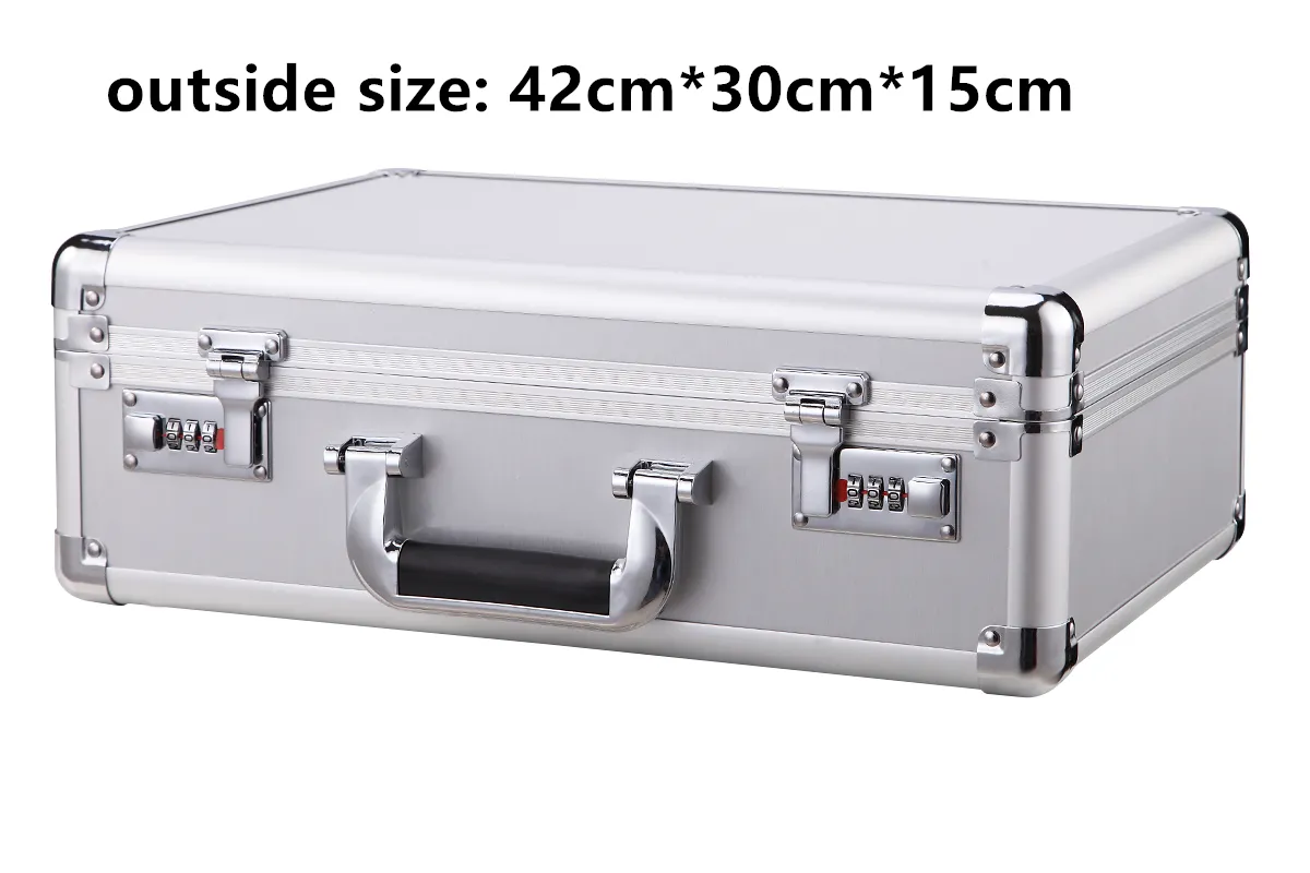 Aluminum Hard Case Briefcase Toolbox Storage Case Box Silver Carrying Case Briefcase Aluminum Laptop Briefcase Silver