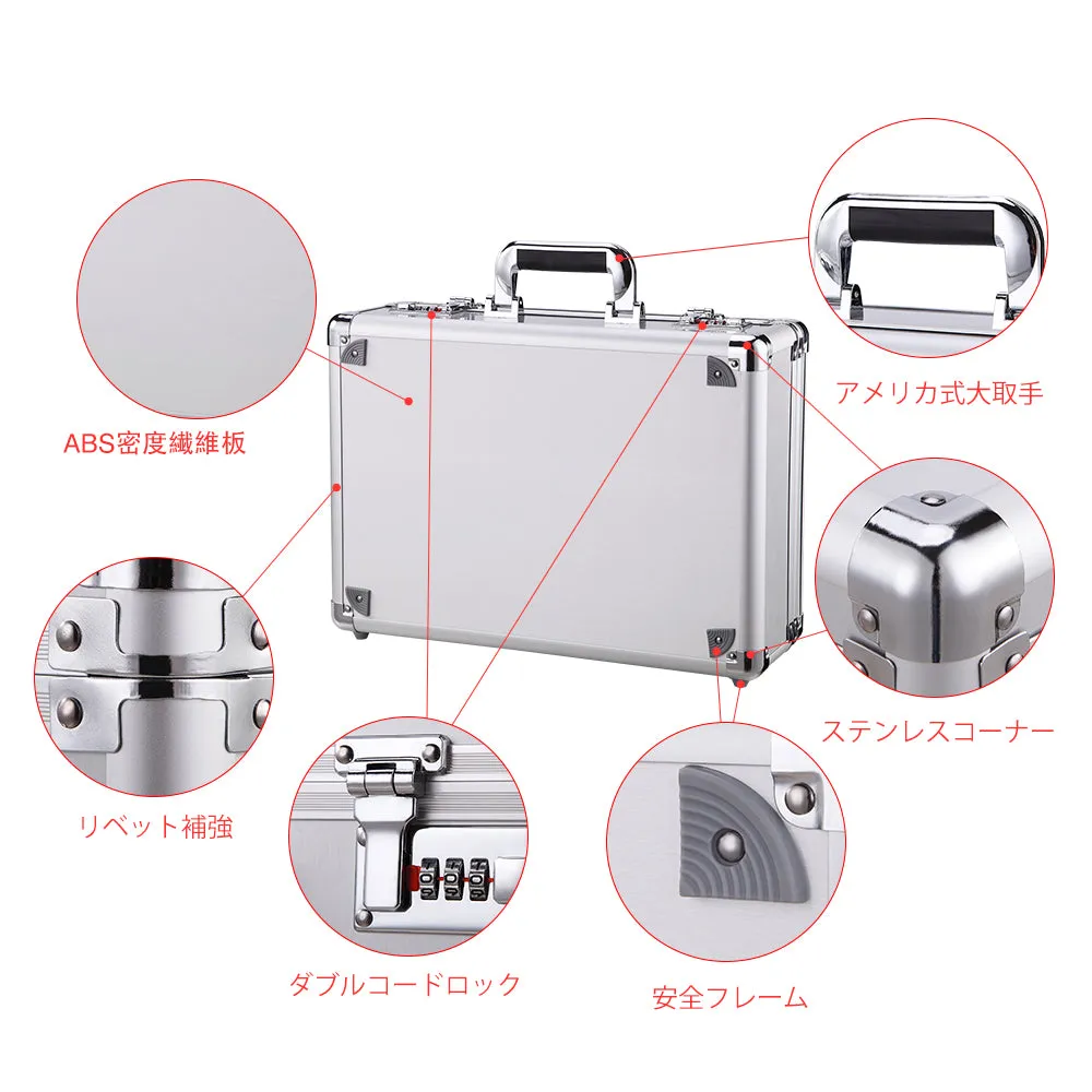 Aluminum Hard Case Briefcase Toolbox Storage Case Box Silver Carrying Case Briefcase Aluminum Laptop Briefcase Silver