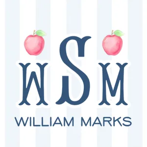 Apple Bag Tag- Blue Stripe Boy