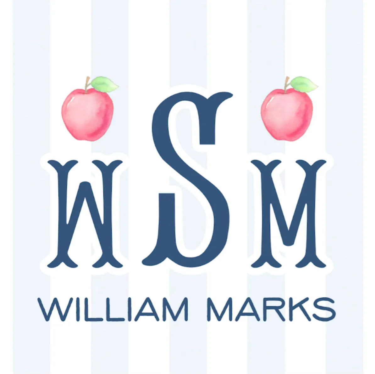 Apple Bag Tag- Blue Stripe Boy