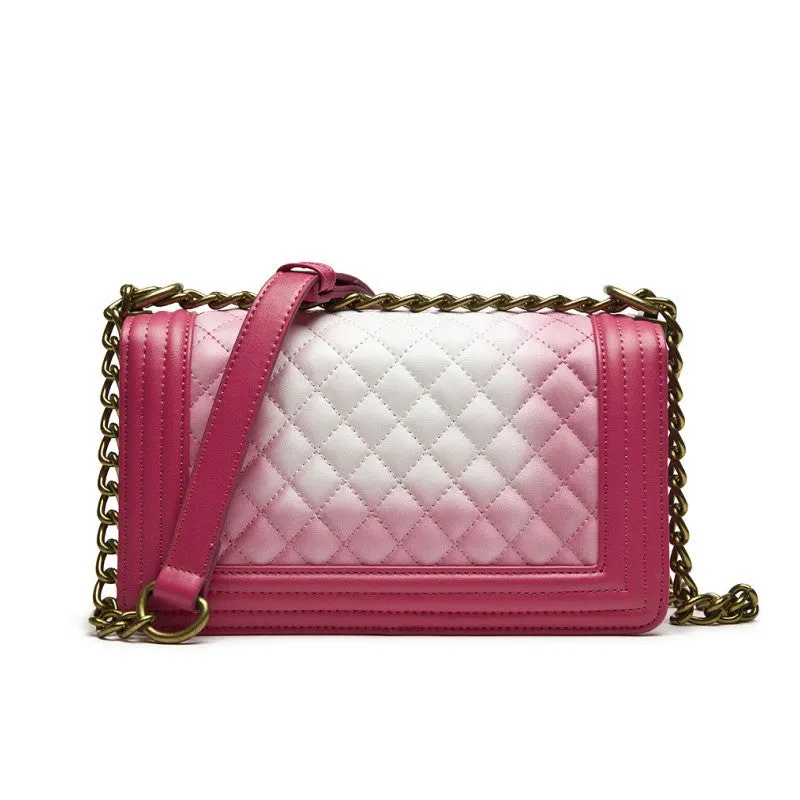 Ariana Classic Quilted Authentic Leather Shoulder Bag - Red White