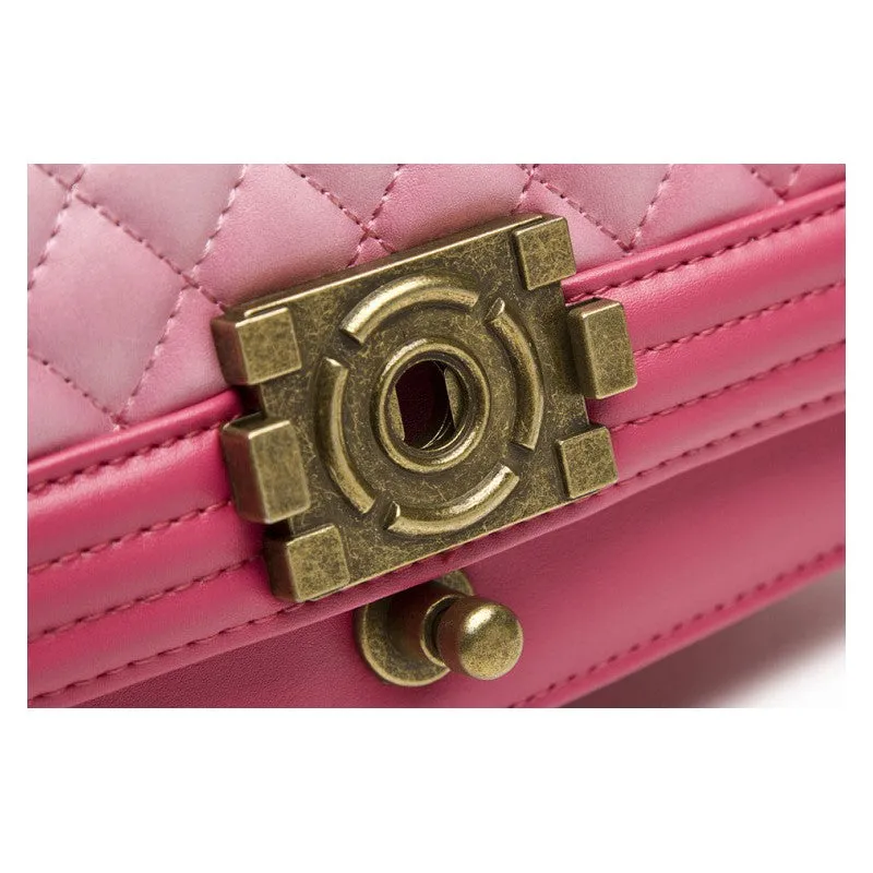 Ariana Classic Quilted Authentic Leather Shoulder Bag - Red White