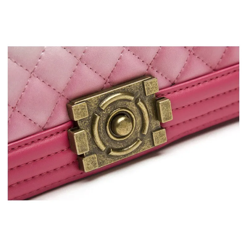 Ariana Classic Quilted Authentic Leather Shoulder Bag - Red White
