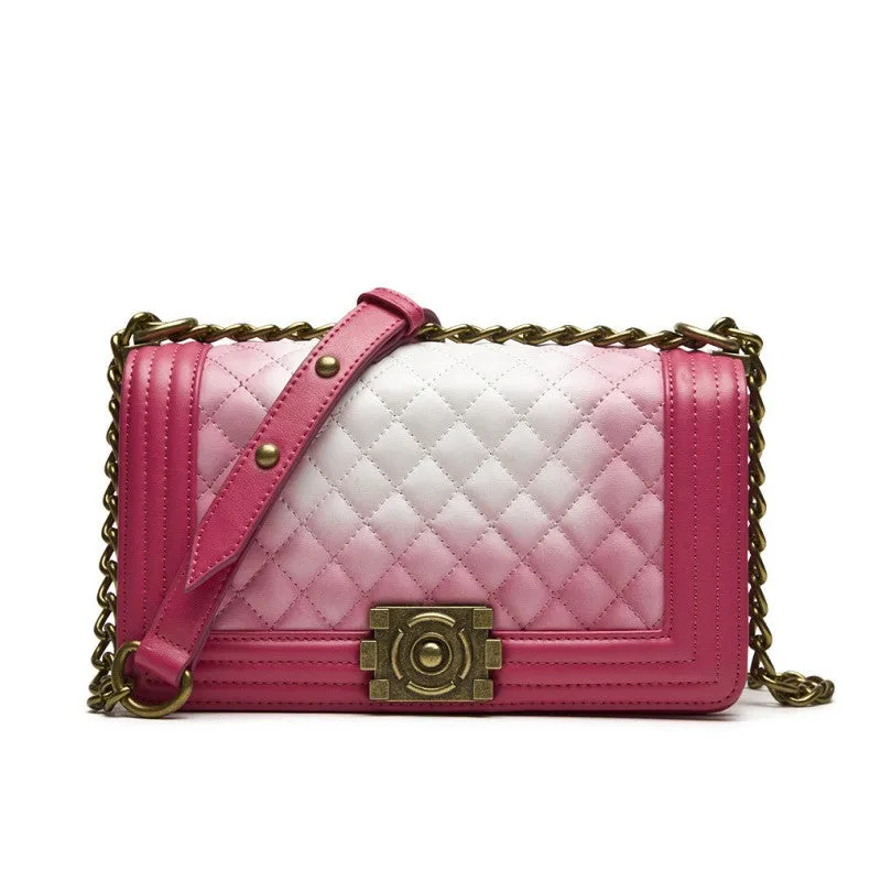 Ariana Classic Quilted Authentic Leather Shoulder Bag - Red White