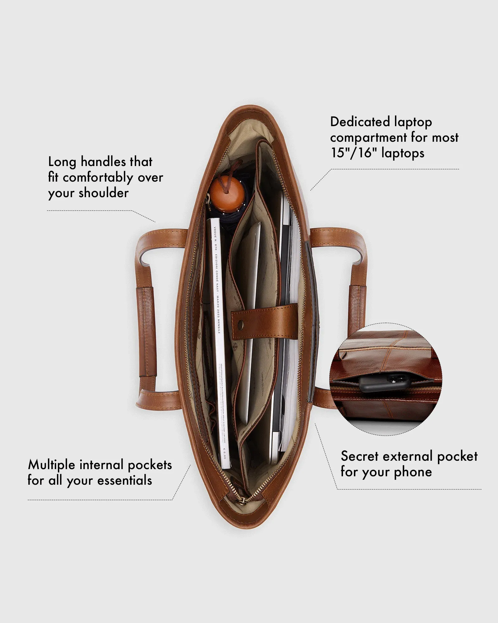 Beatrice Matt Brown - Leather Work Tote