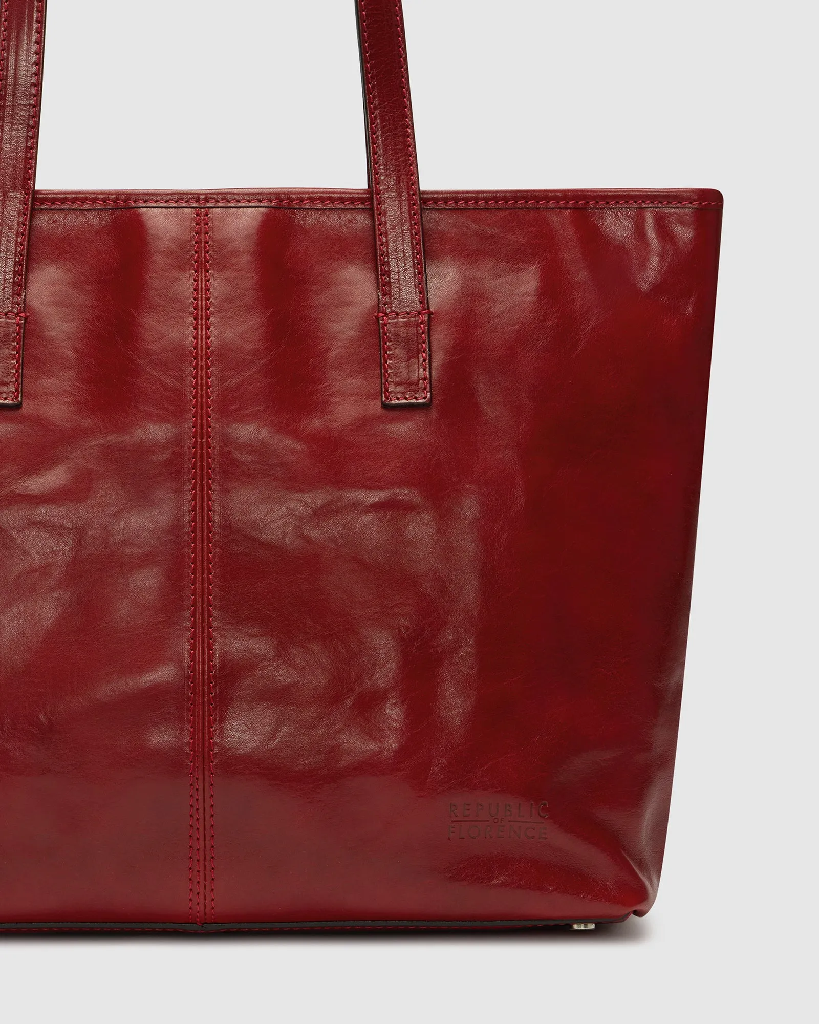 Beatrice Red - Leather Work Tote