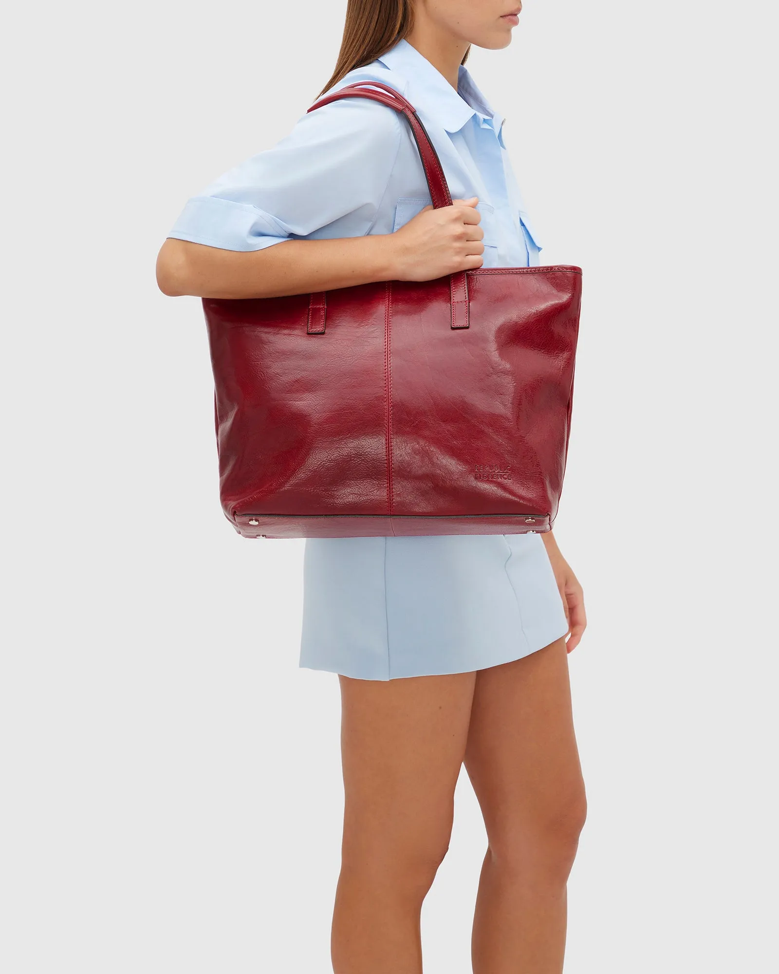 Beatrice Red - Leather Work Tote