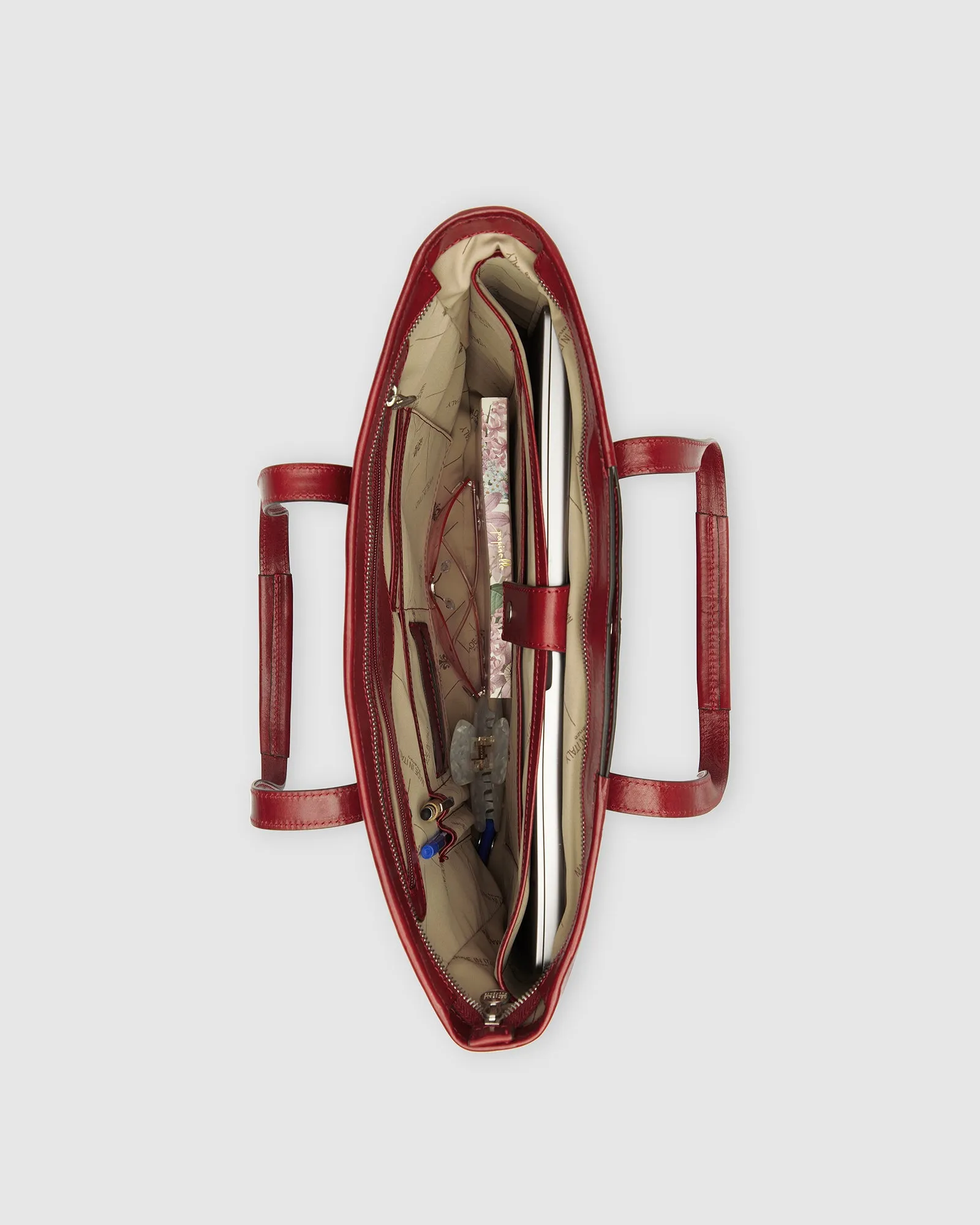 Beatrice Red - Leather Work Tote