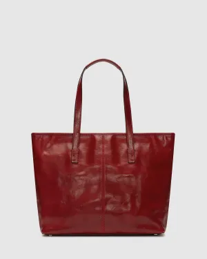 Beatrice Red - Leather Work Tote