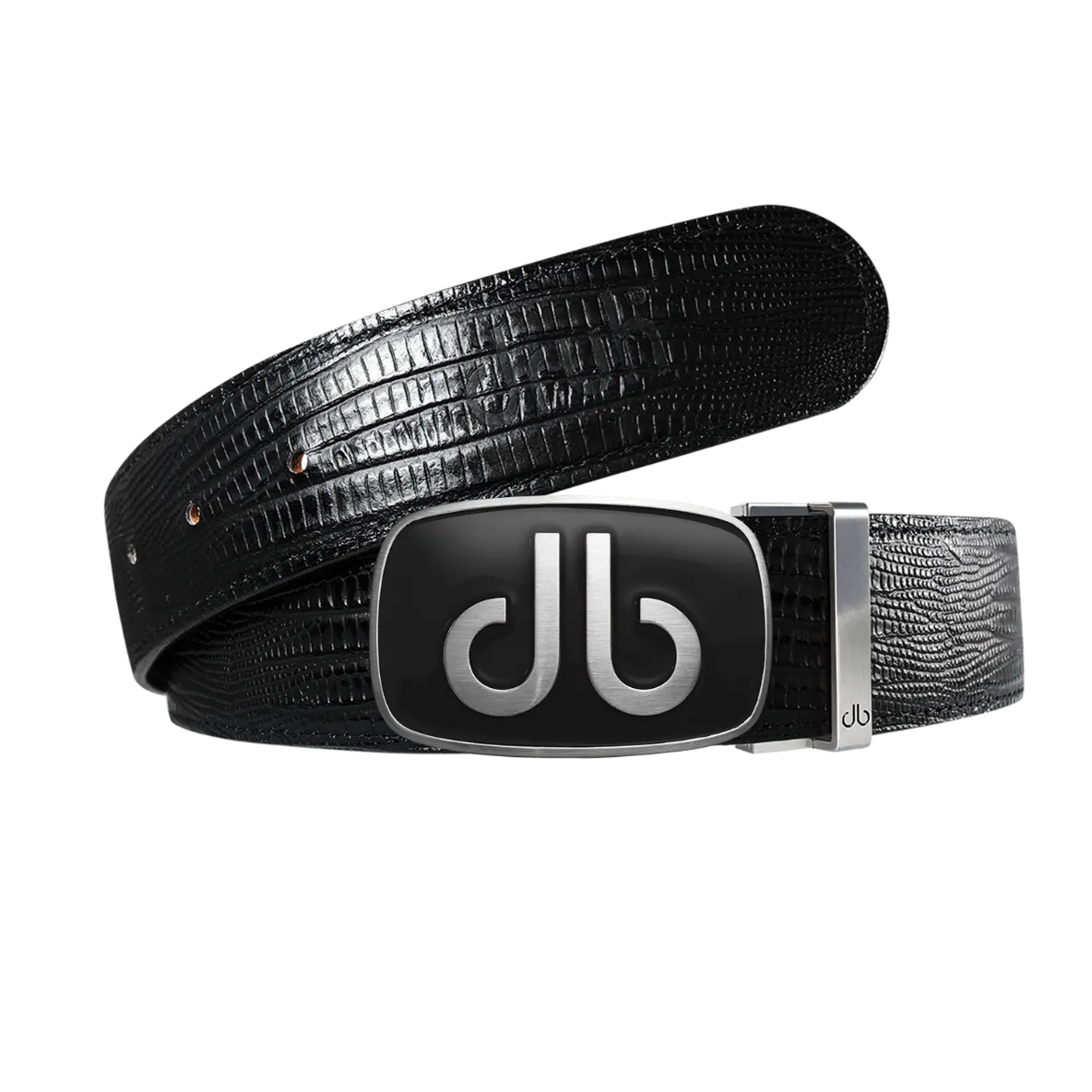 Black lizard strap with big black buckle