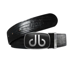 Black lizard strap with big black buckle