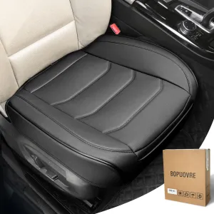 BOPUOVRE Luxury PU Leather Car Seat Cover with Storage Pocketm, Full Protection Universal - Black,1 Piece