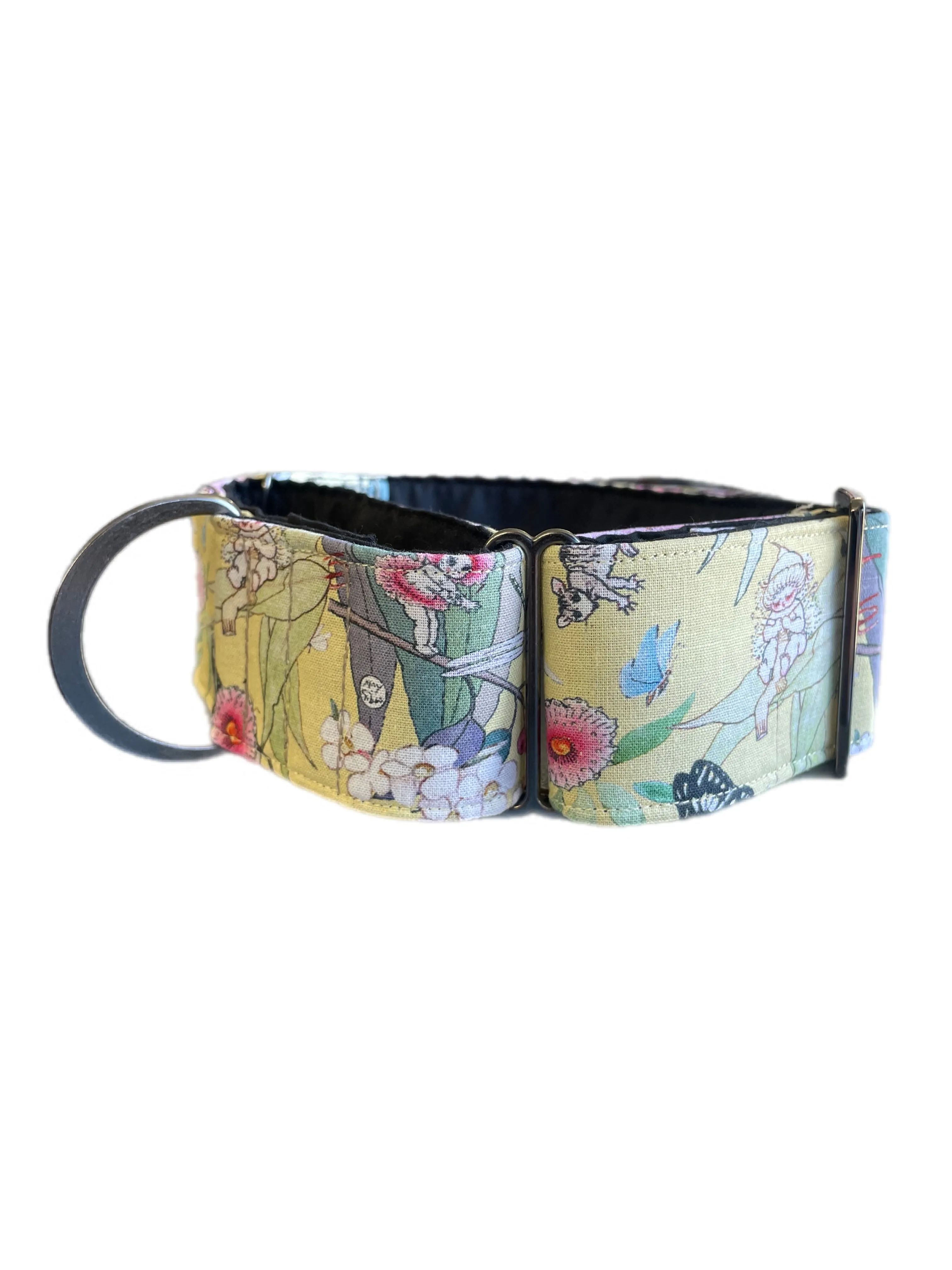 Bush babies May Gibbs designer gumnut Australiana Cotton covered greyhound Martingale collar 50mm width super soft