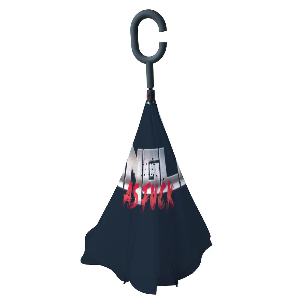 Car Reverse Umbrella with Stylish Inner Print – Windproof & Hands-Free Design