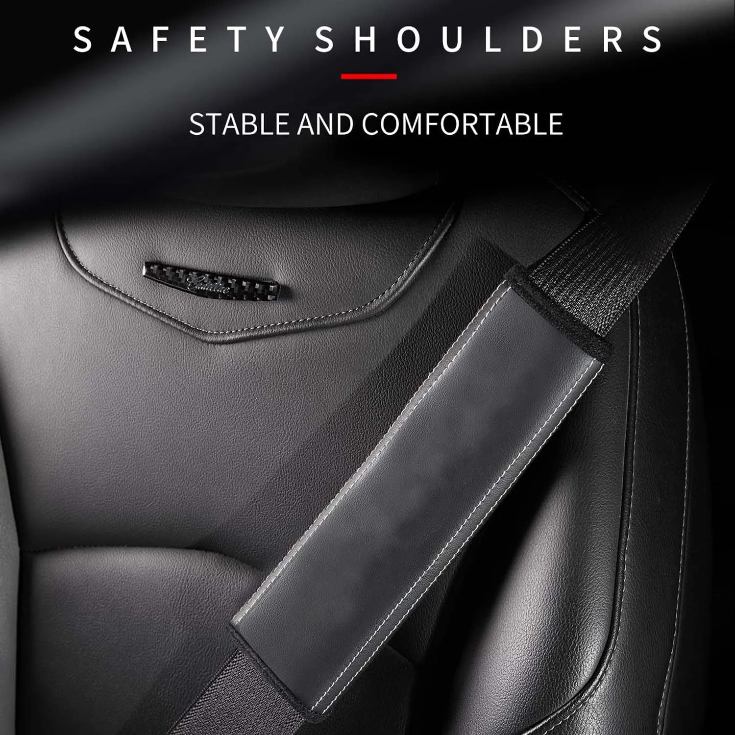 Car Seat Belt Covers (2PCS), Custom Fit For Your Cars, Microfiber Leather Seat Belt Shoulder Pads for More Comfortable Driving, Car Accessories TS13994