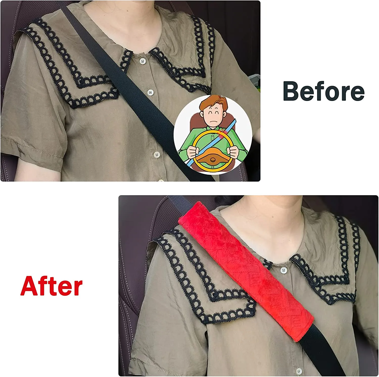 Car Seat Belt Pads Cover for A More Comfortable Driving, Universal Fit for All Cars Seat Belt Shoulder Strap Covers Harness Pad for Car Interior Accessories