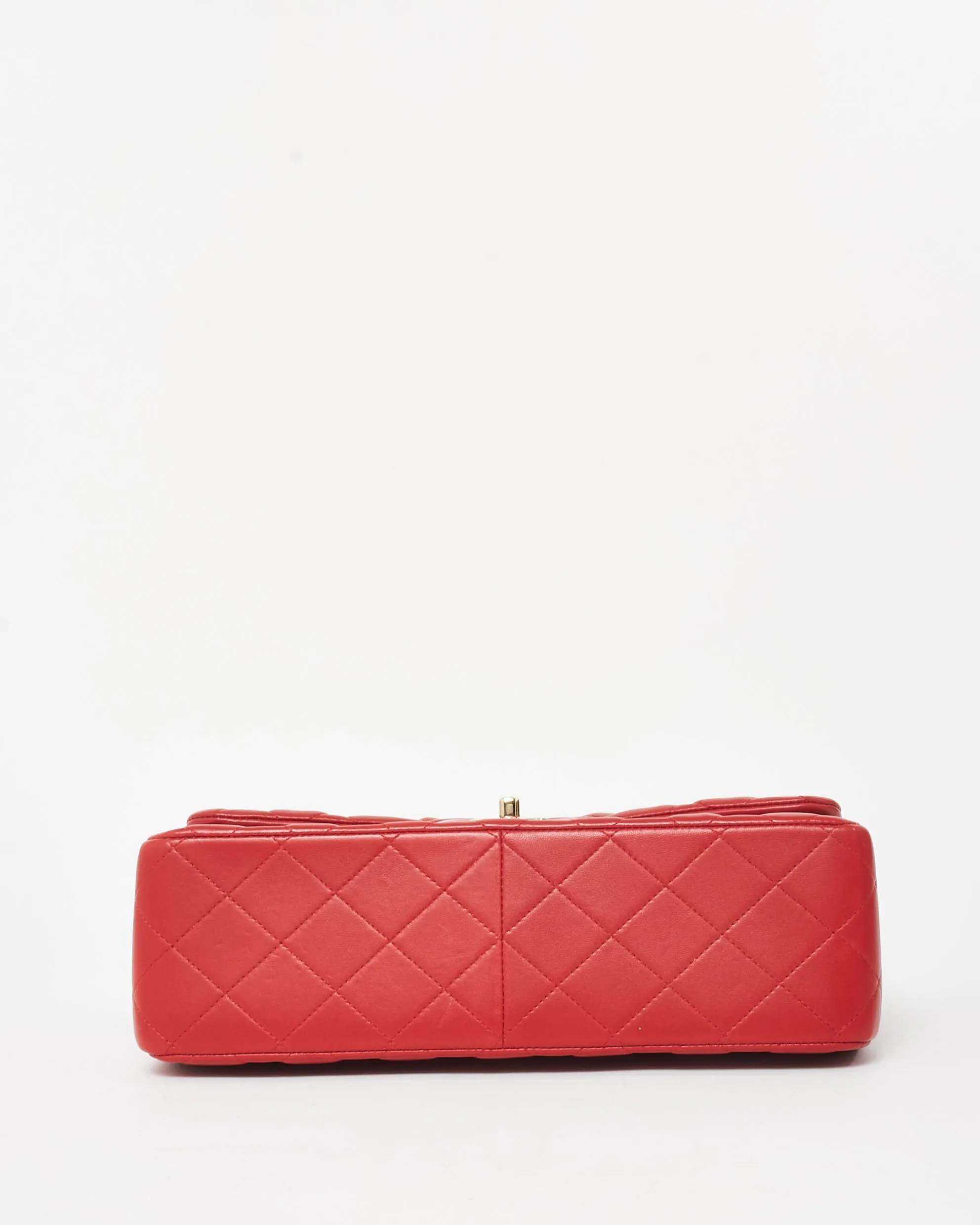 Chanel Red Lambskin Leather CPHW Jumbo Classic Double Flap Bag